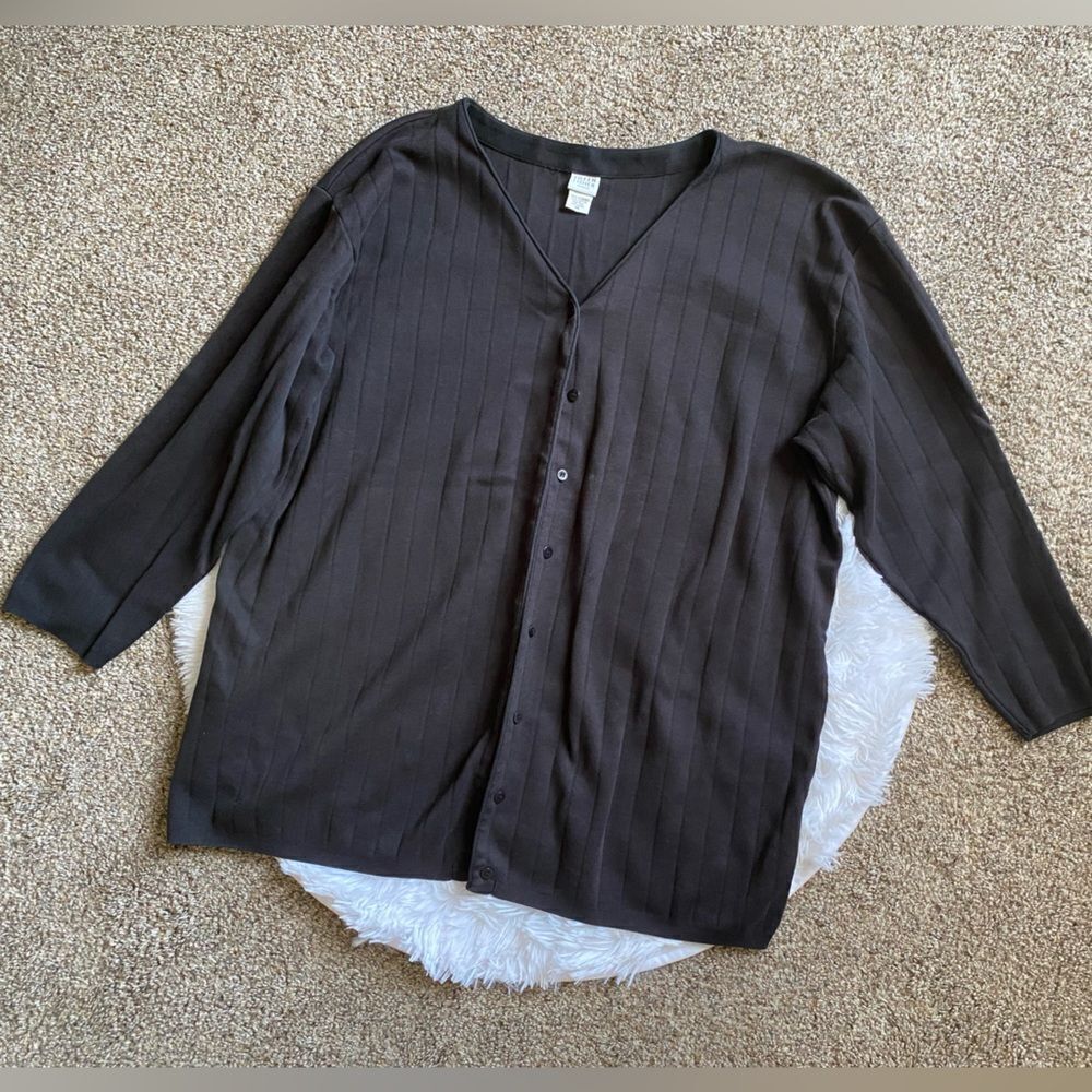 Eileen Fisher Cardigan Sweater Button Front Black Womens‎ Size 3X